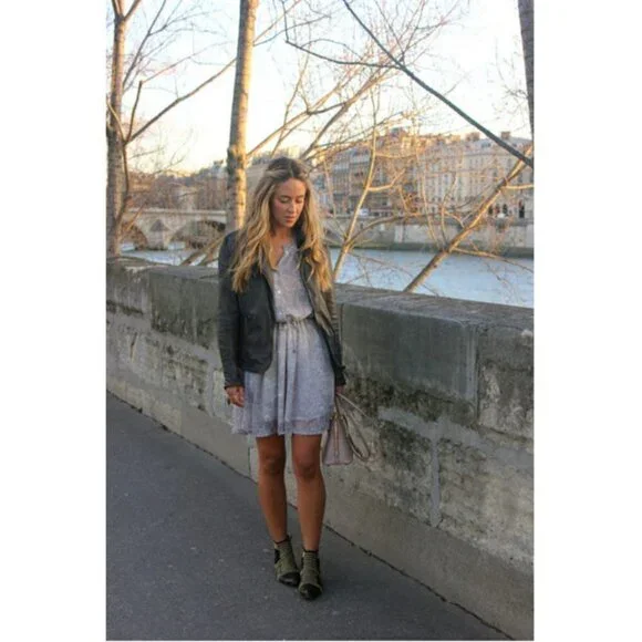 💕ANINE BING💕 Geometric Print Mini Dress ~ Charcoal XS